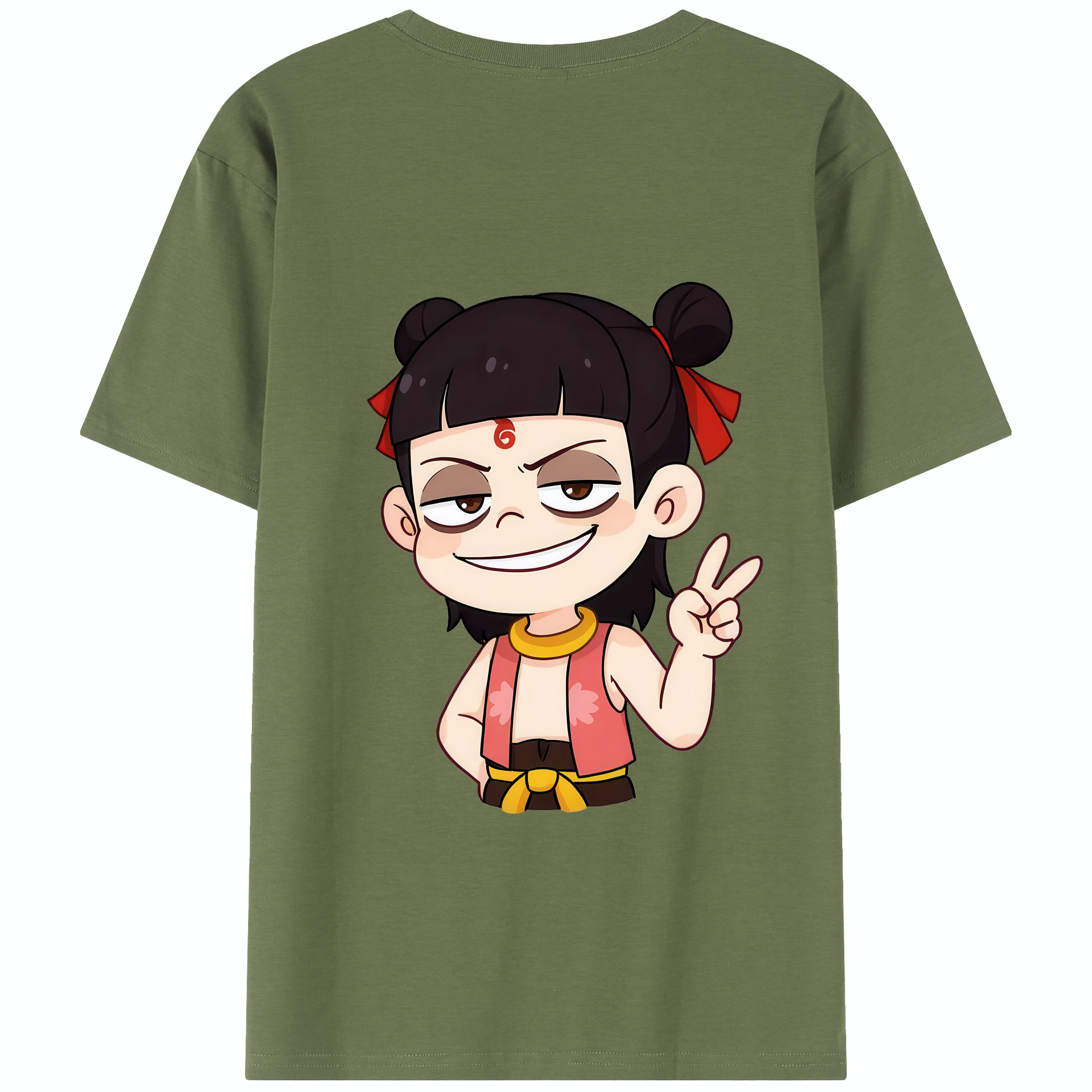 （画像用） Ne Zha 2 ナタ 魔童の大暴れ 綿100％半袖Tシャツ（背面プリント）
